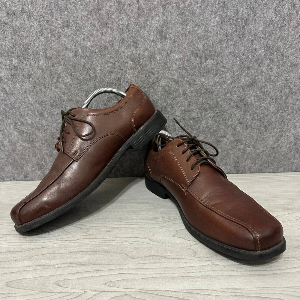 Clarks Tilden Walk Oxford Brown Leather Lace Up Mens Dress Shoes 9.5‎
